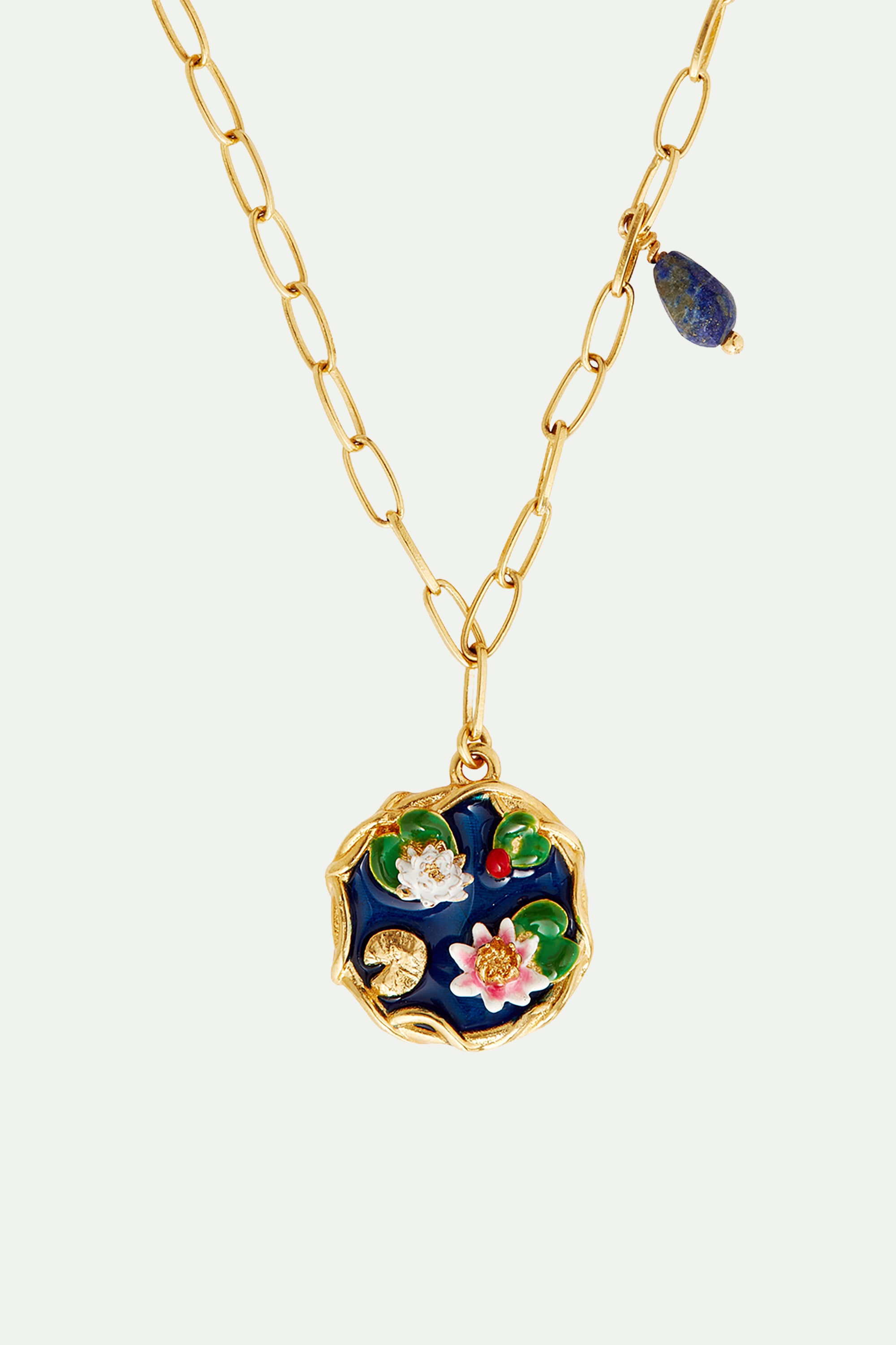 Collier pendentif étang de Giverny et lapis-lazuli
