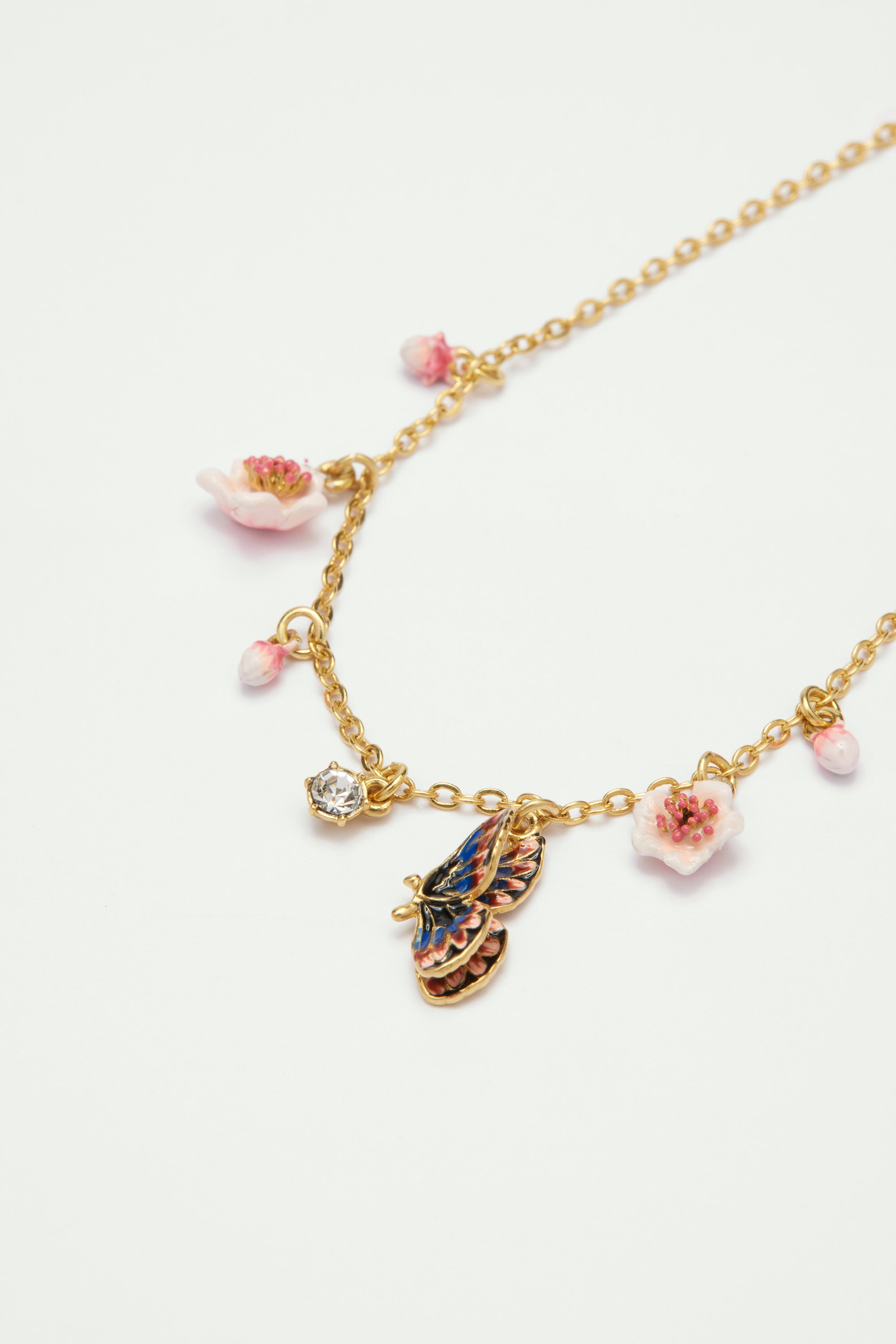Bracelet fin papillon du japon et petites fleurs de cerisier