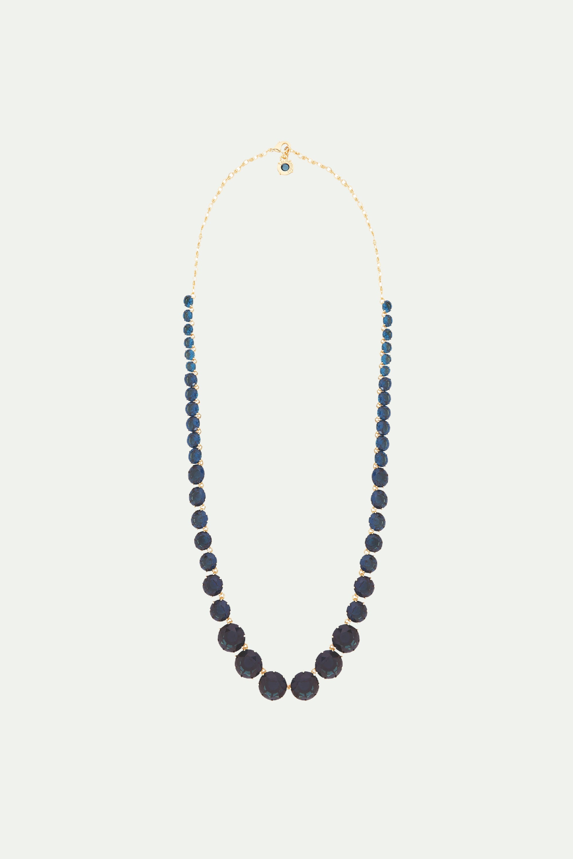 Ocean blue diamantine multiple round stone long necklace