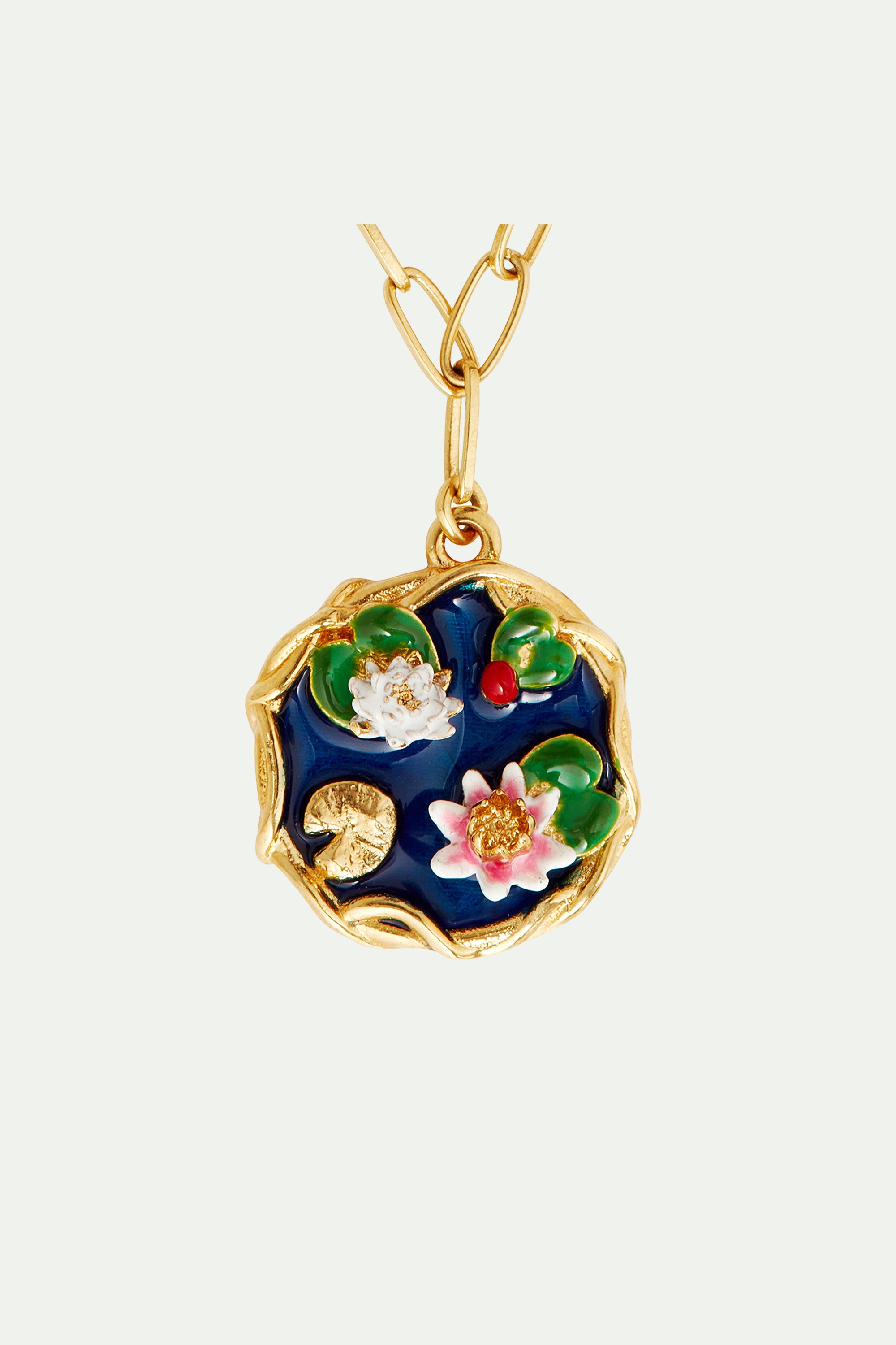 Giverny pond and lapis lazuli pendant necklace