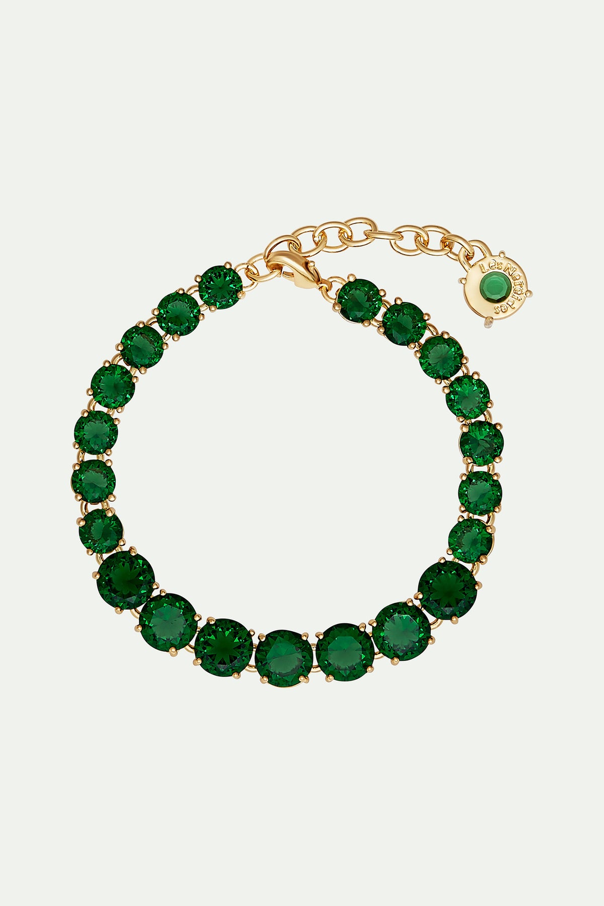 Bracelet fin rang de pierres La Diamantine vert émeraude