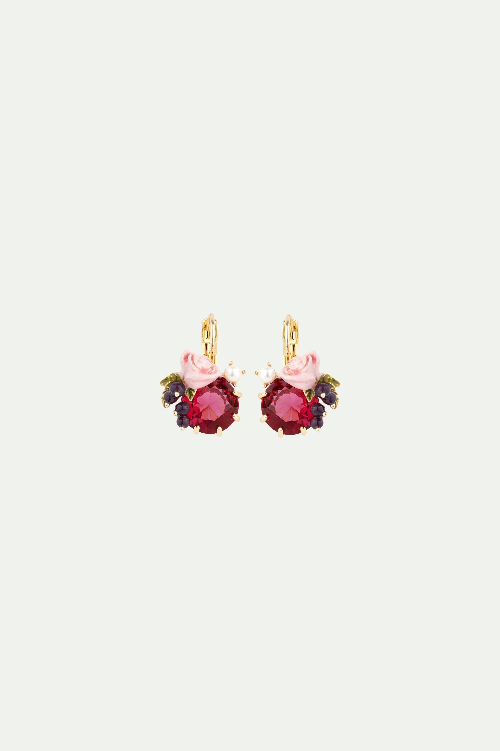 Roses and blackurrant berries sleeper earrings