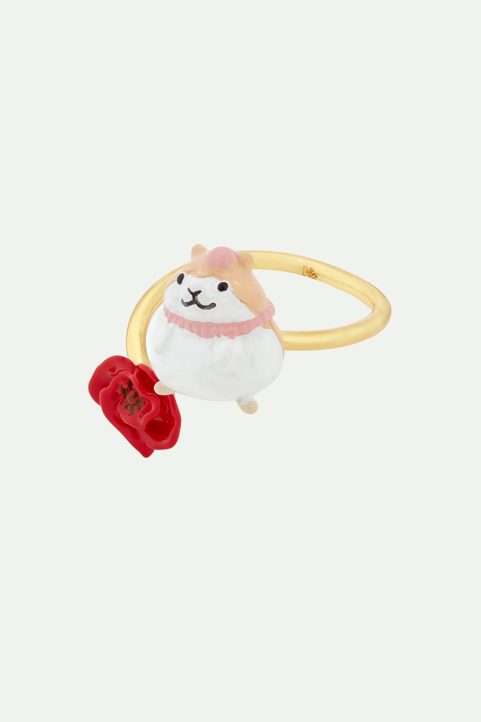 Hamster and poppy adjustable ring