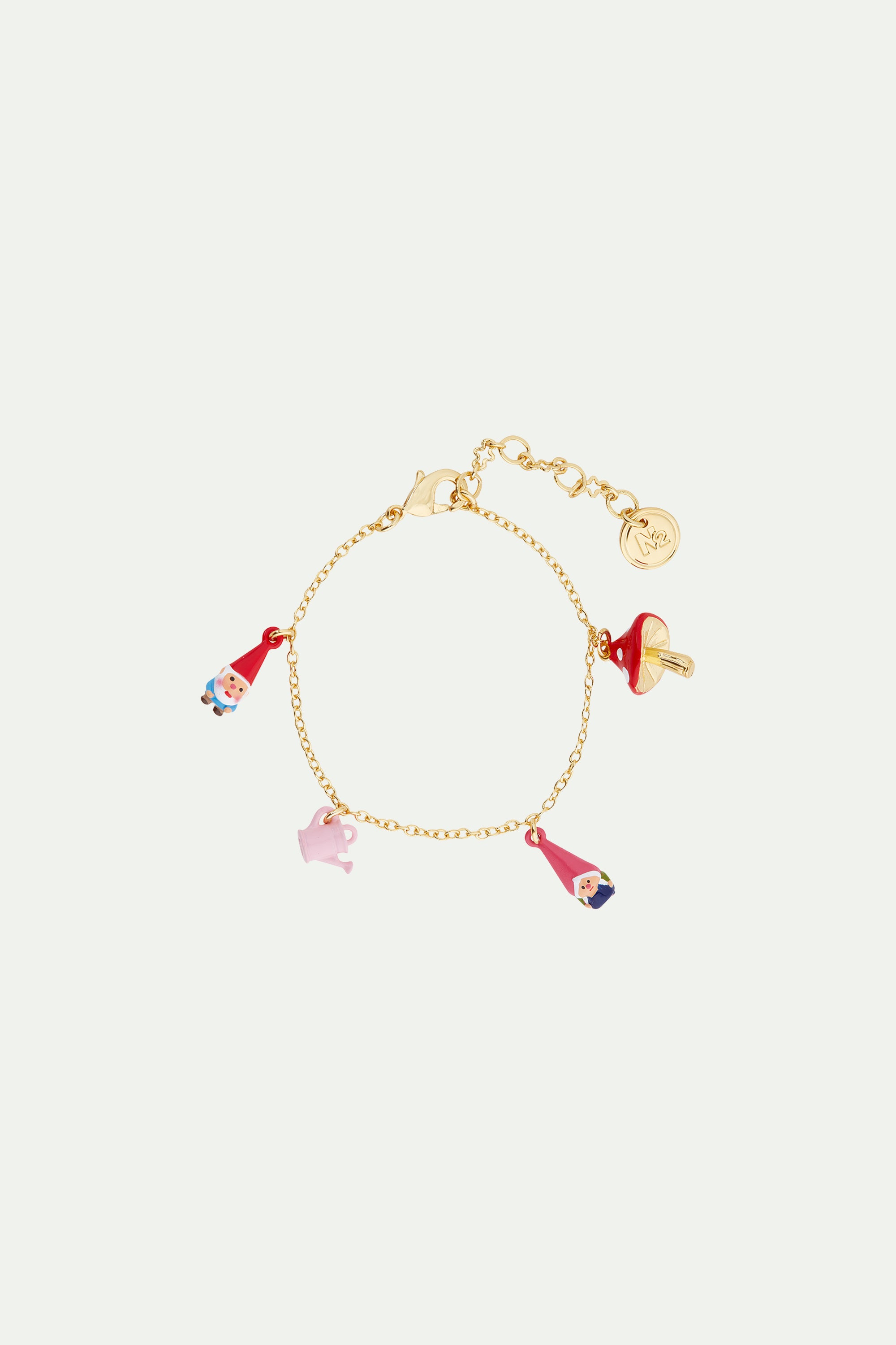 Bracelet charms champignon et nains de jardin