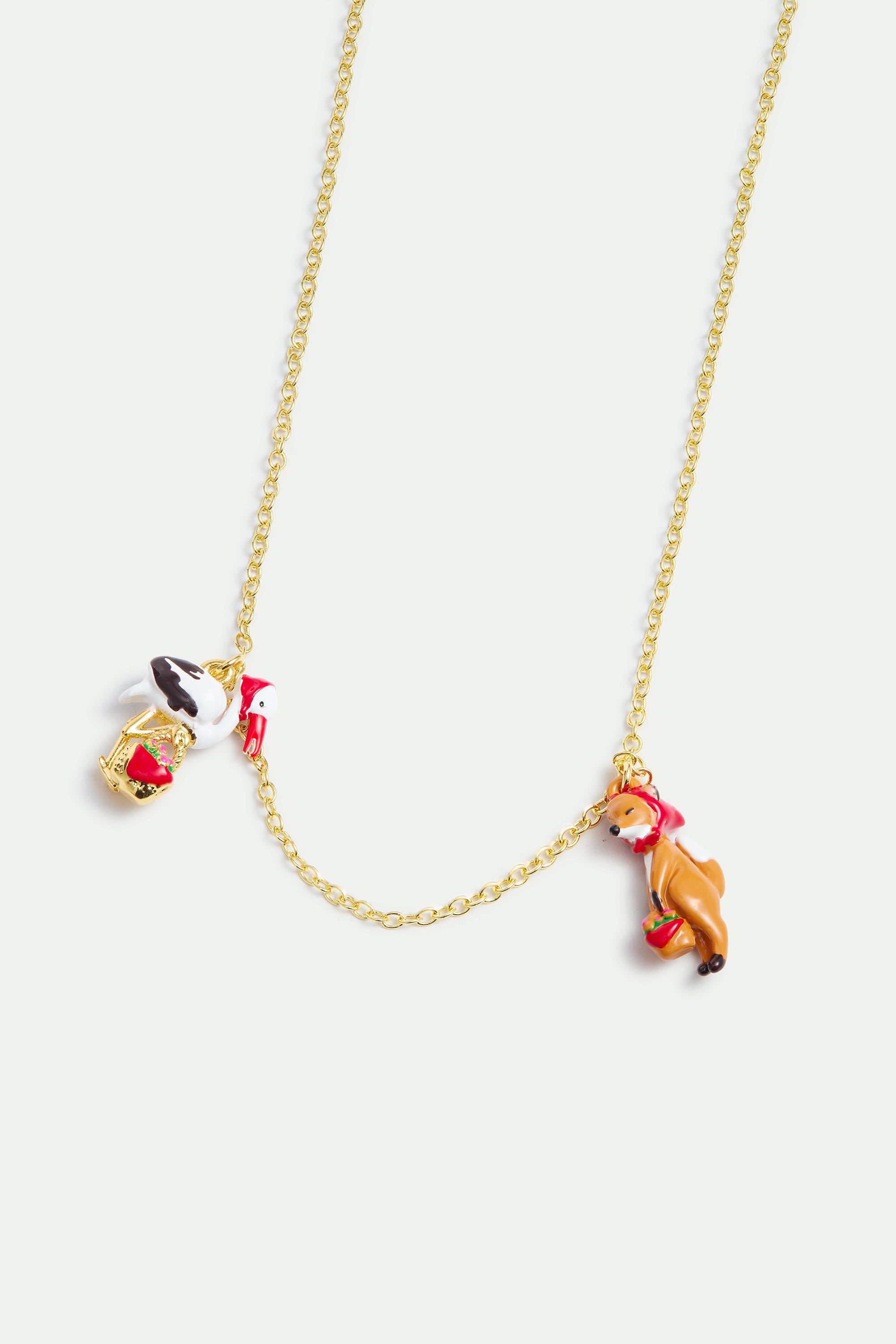 Collier fin le Renard et la Cigogne