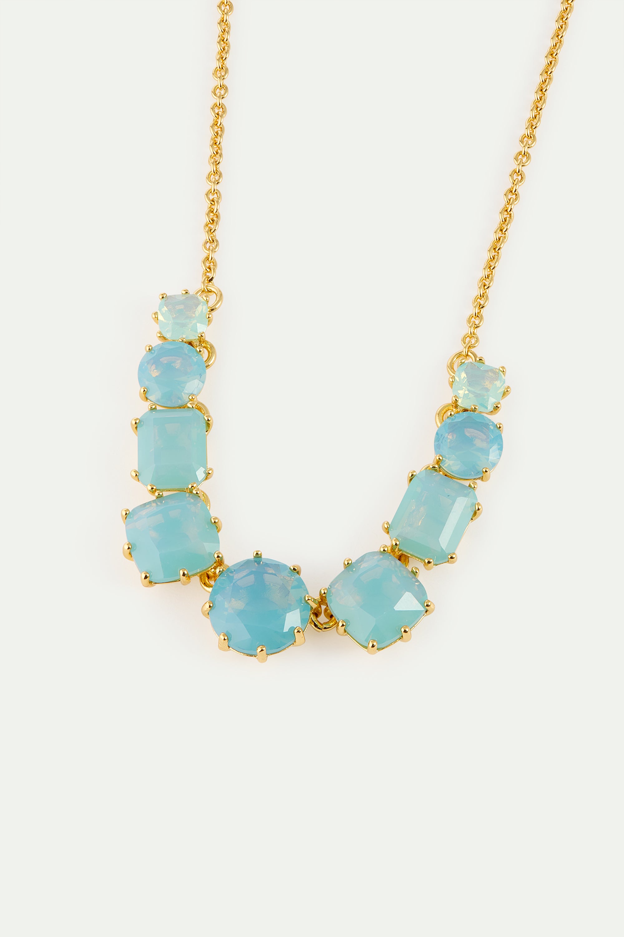 Collier fin 9 pierres La Diamantine Bleu Glacier