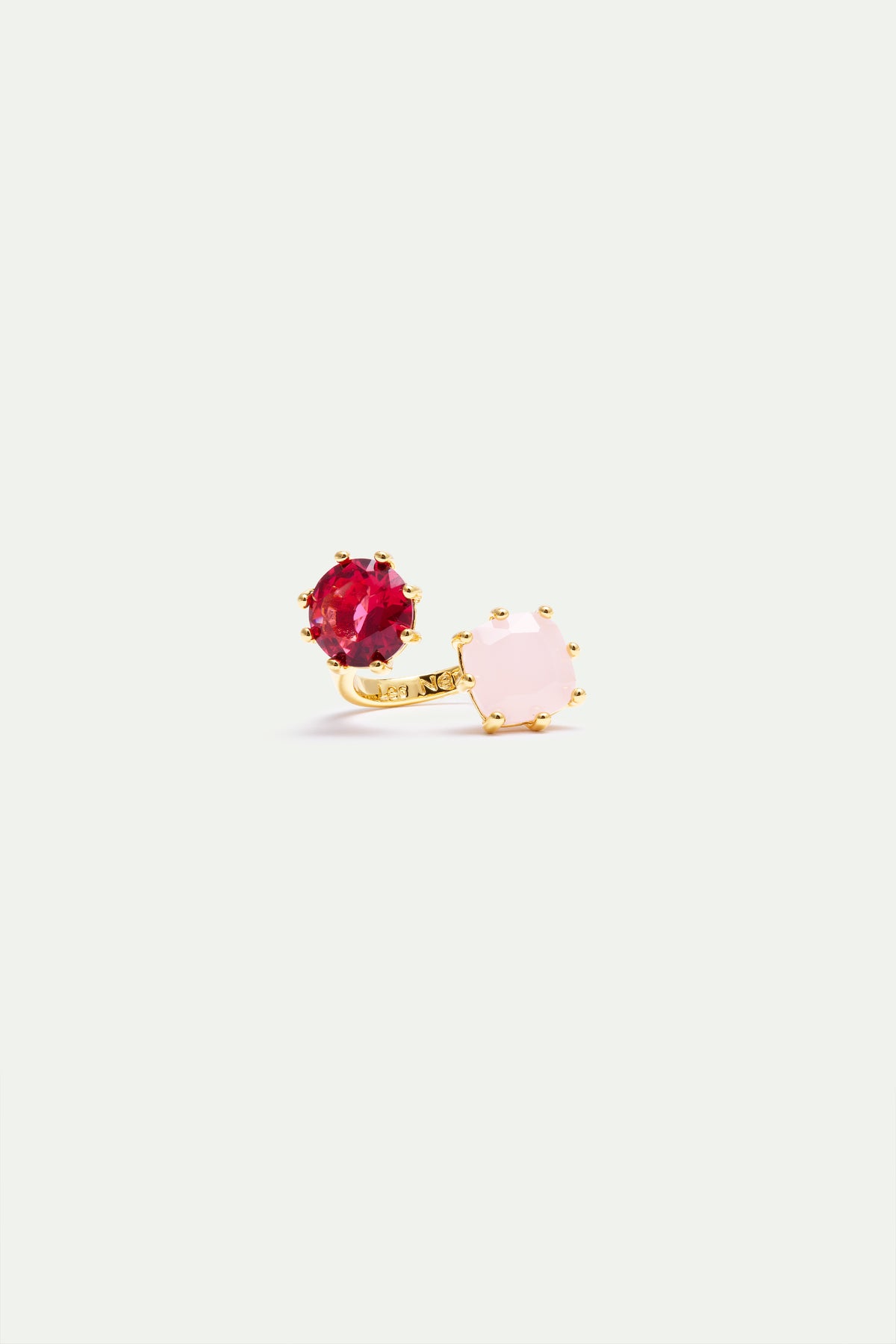 Diamantine adjustable ring with 2 Rosa Centifolia stones