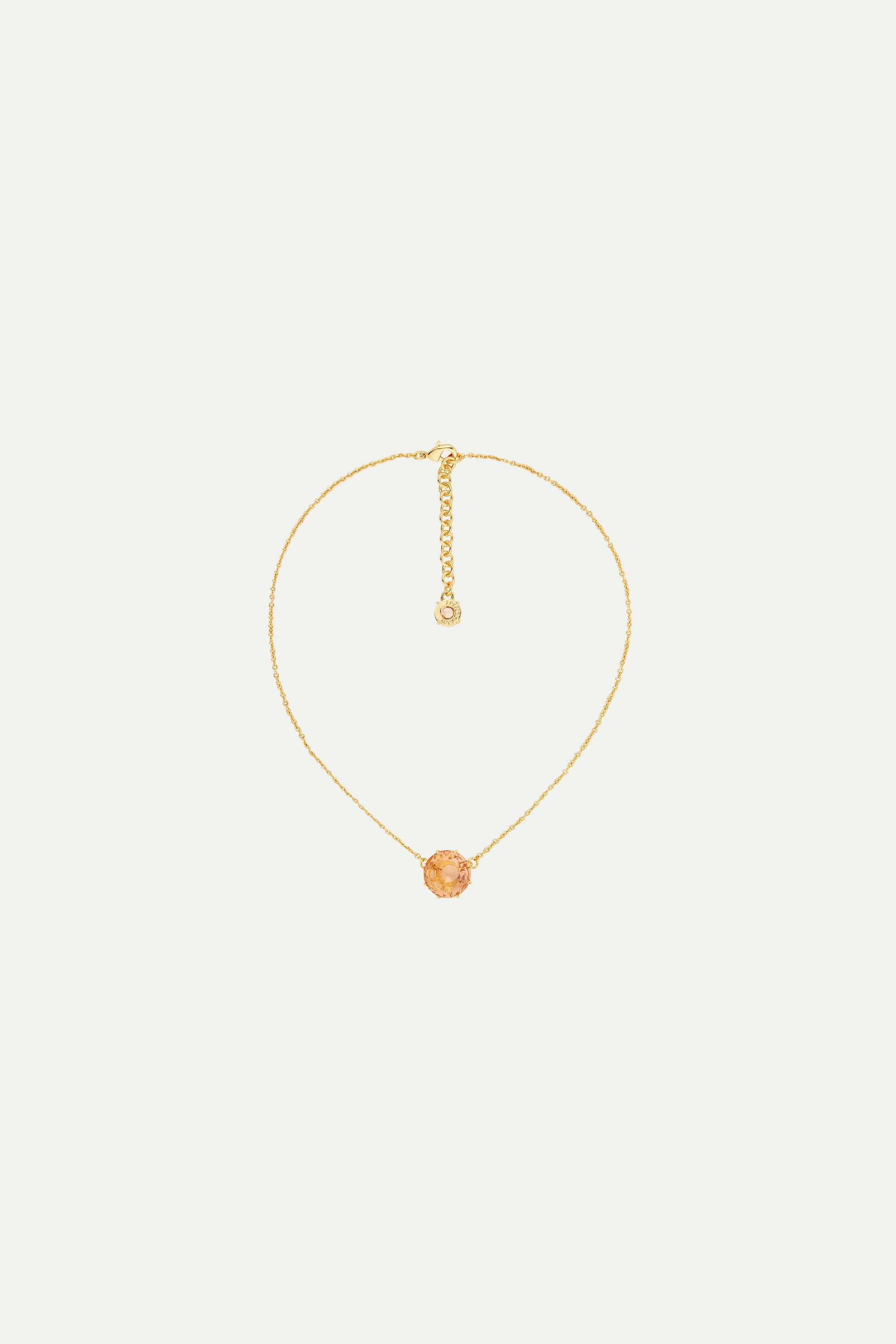 Collier fin pierre ronde la diamantine rose abricot