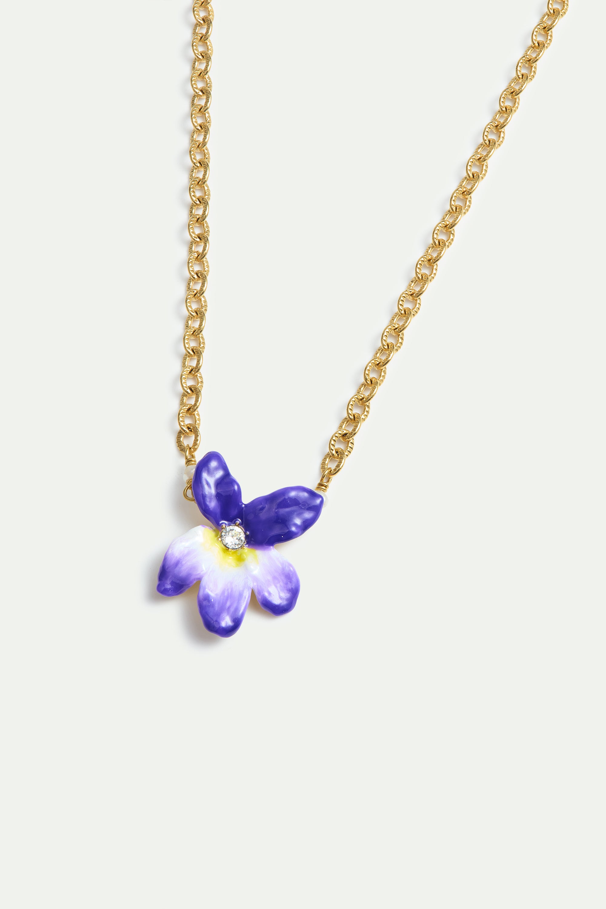 Collier violette et cristal facetté