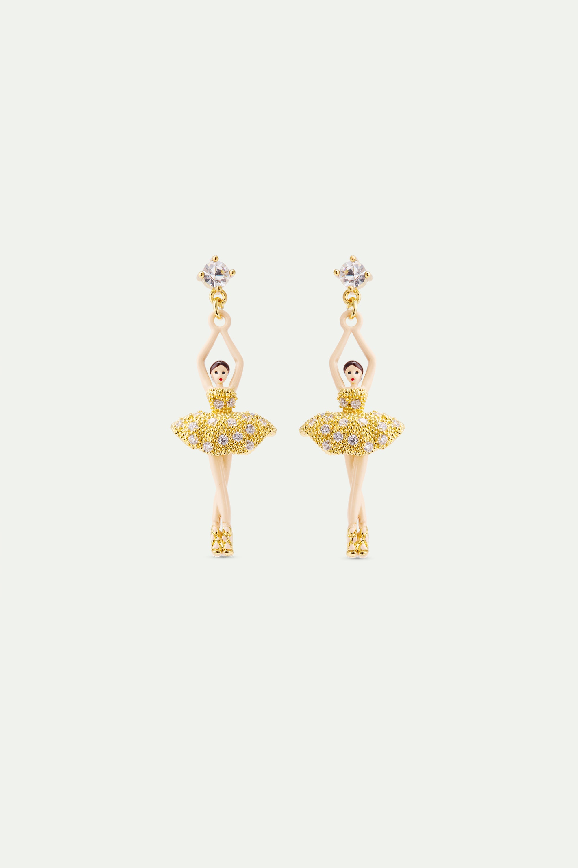 Pendientes Ballerina con perlas doradas y cristales