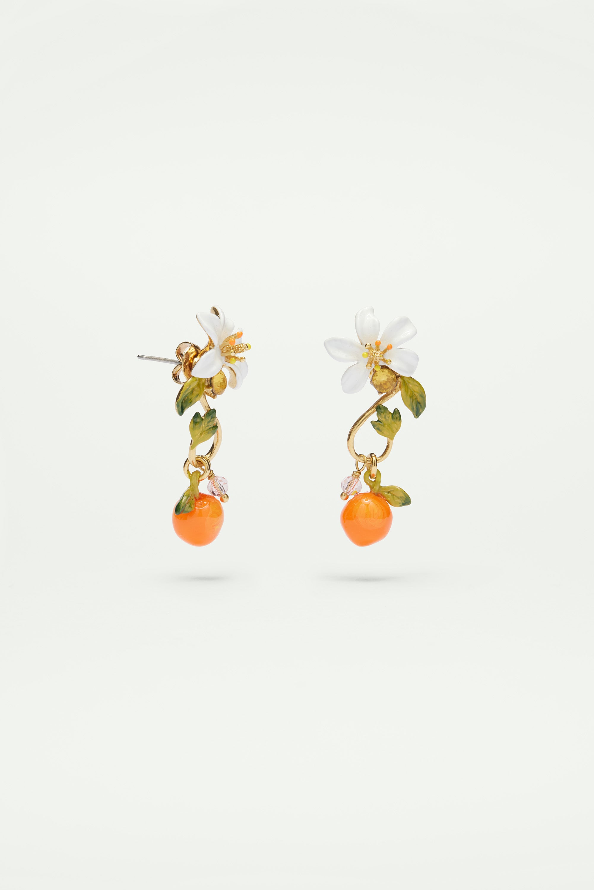 Boucles d'oreilles effet baroque orange et fleur d'orange
