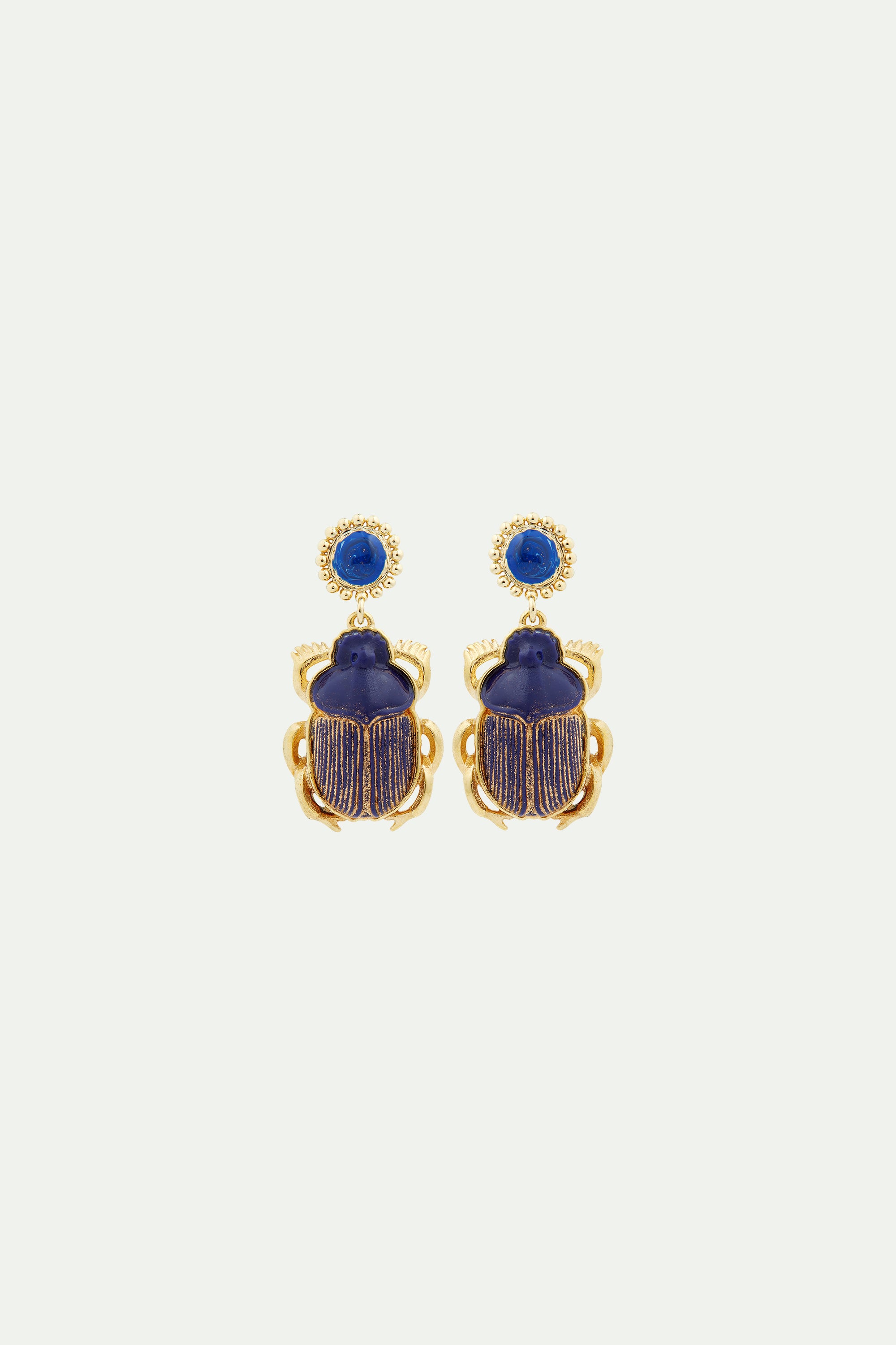 Pendientes bolitas escarabajo azul sagrado de Egipto