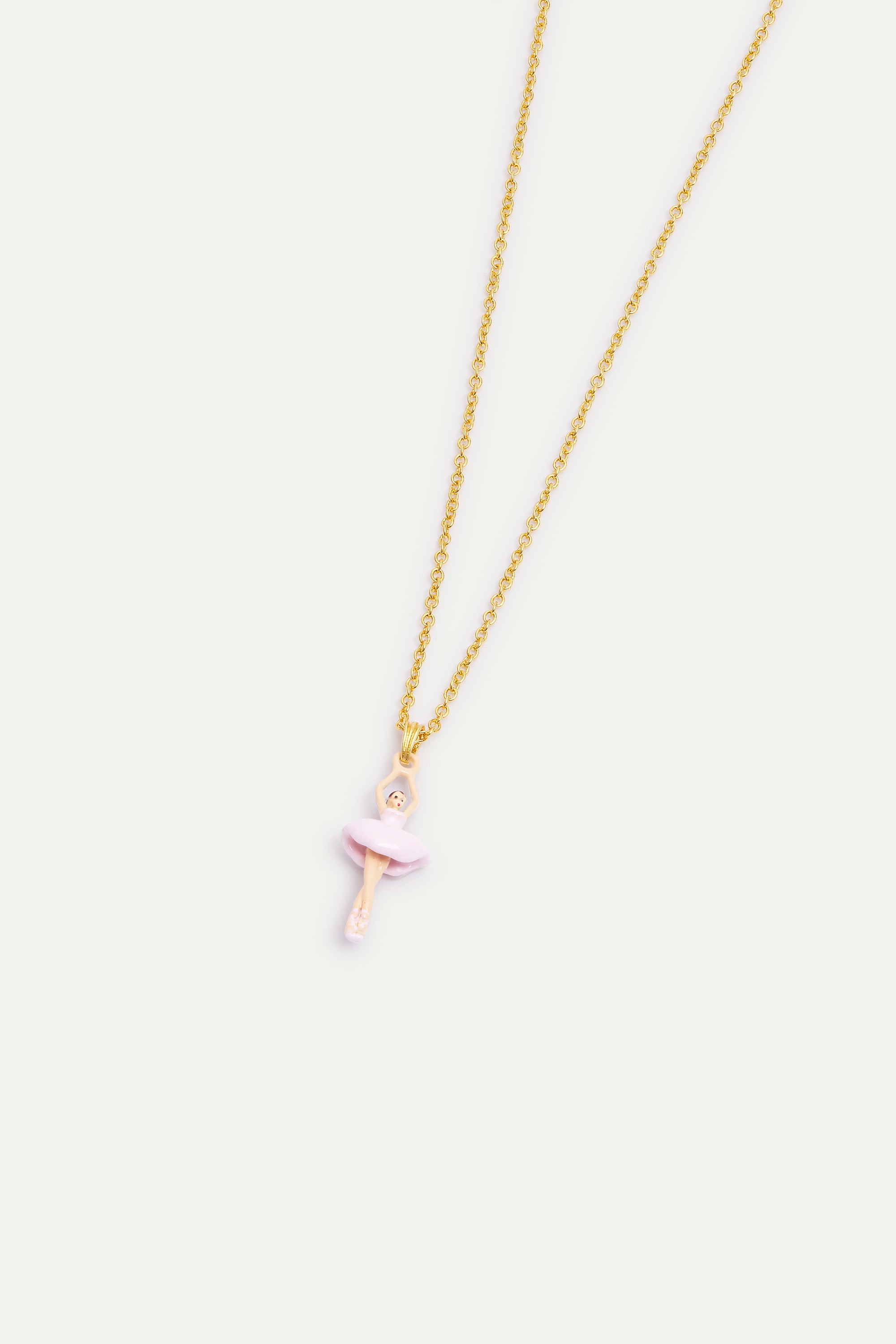 Collier pendentif Ballerine rose et cristal