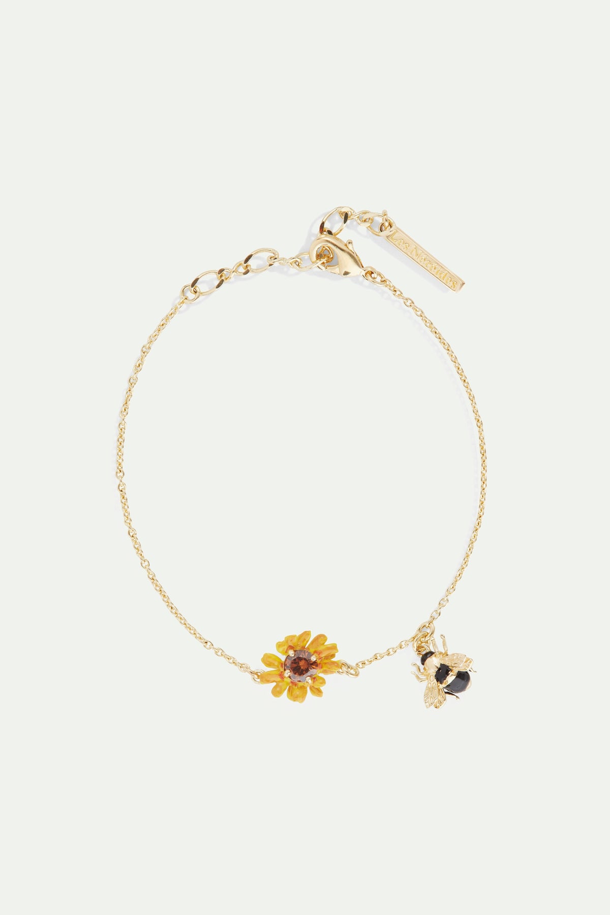Bracelet fin bouton d'or et abeille