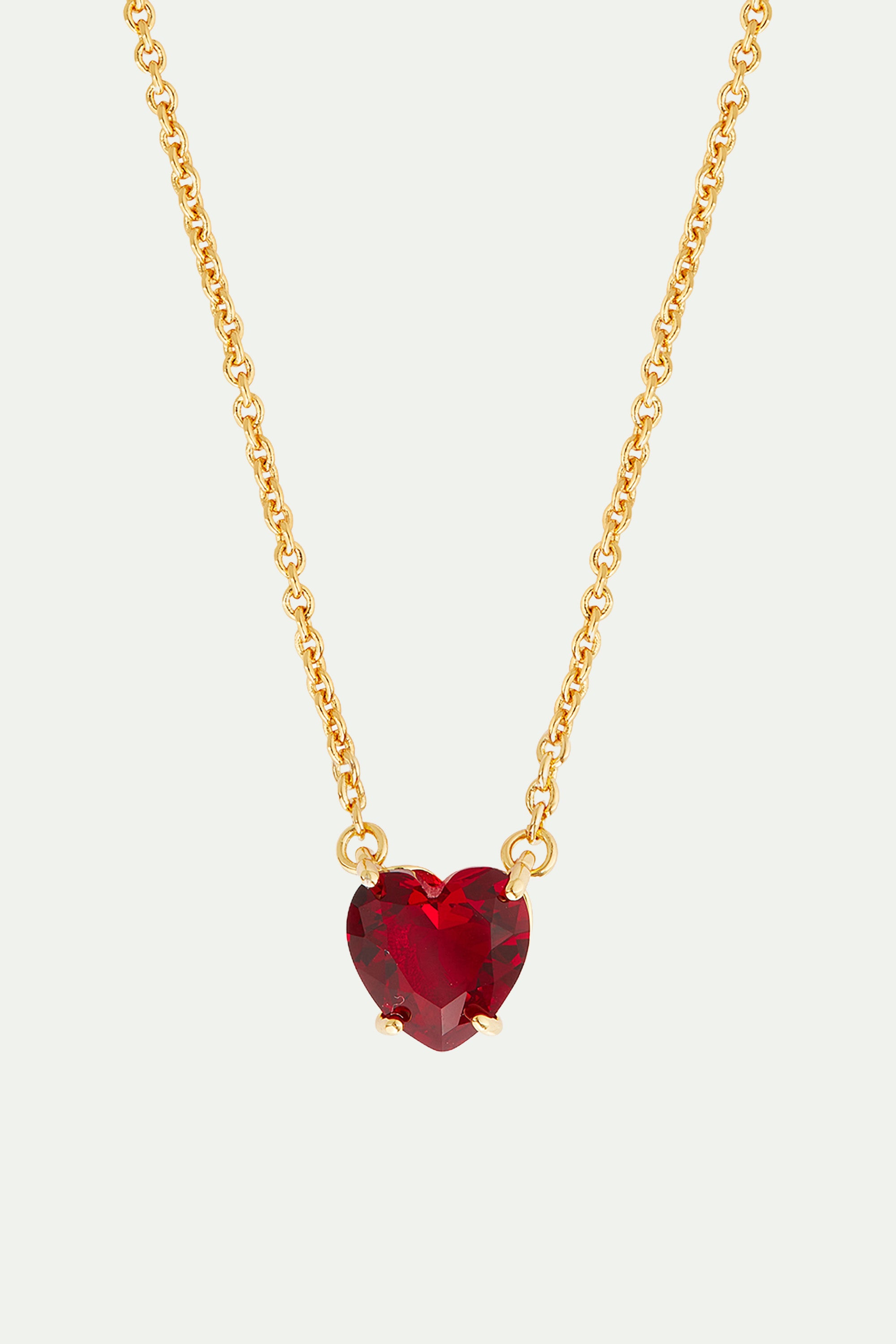 Collier pendentif cœur La Diamantine rouge grenat
