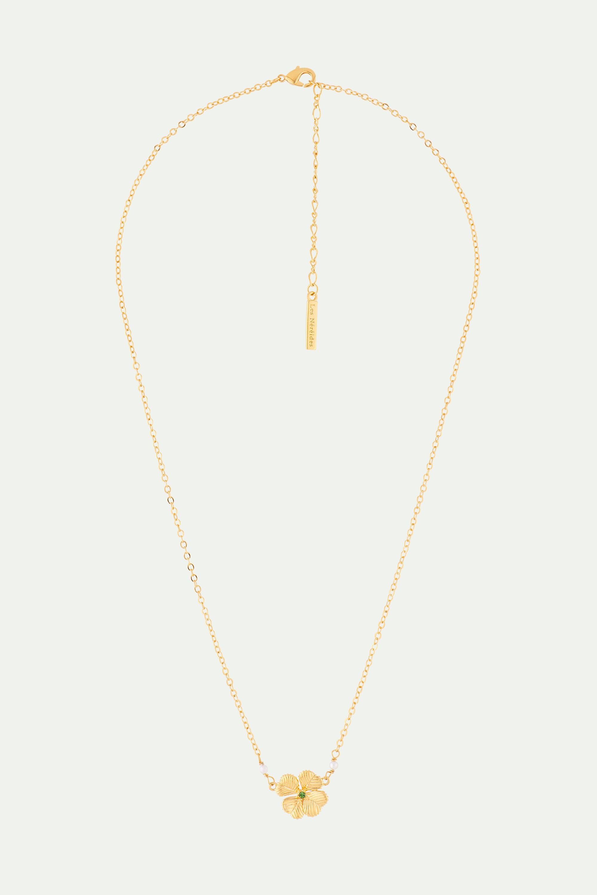 Clover and Crystal Pendant Necklace