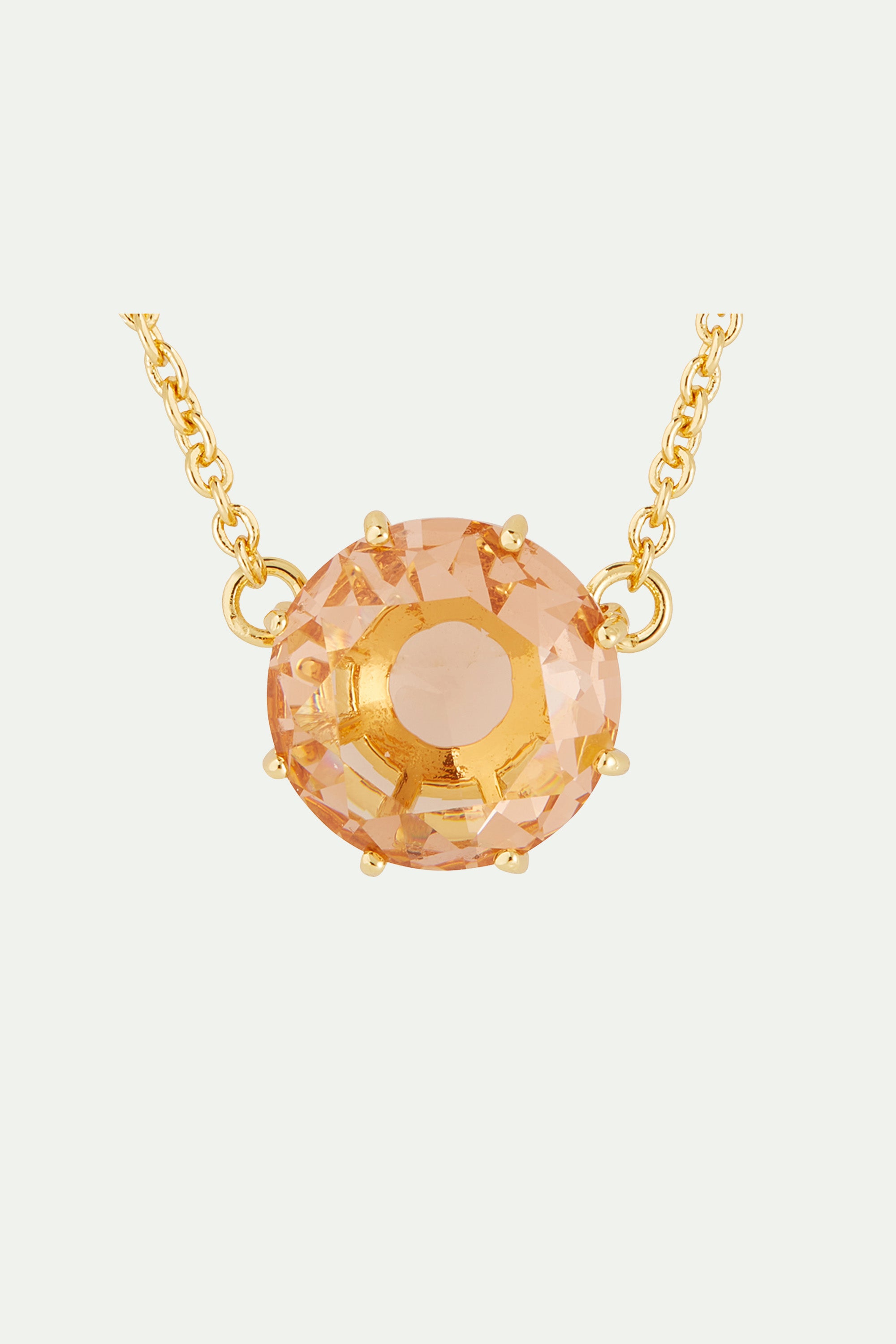 Collier fin pierre ronde la diamantine rose abricot