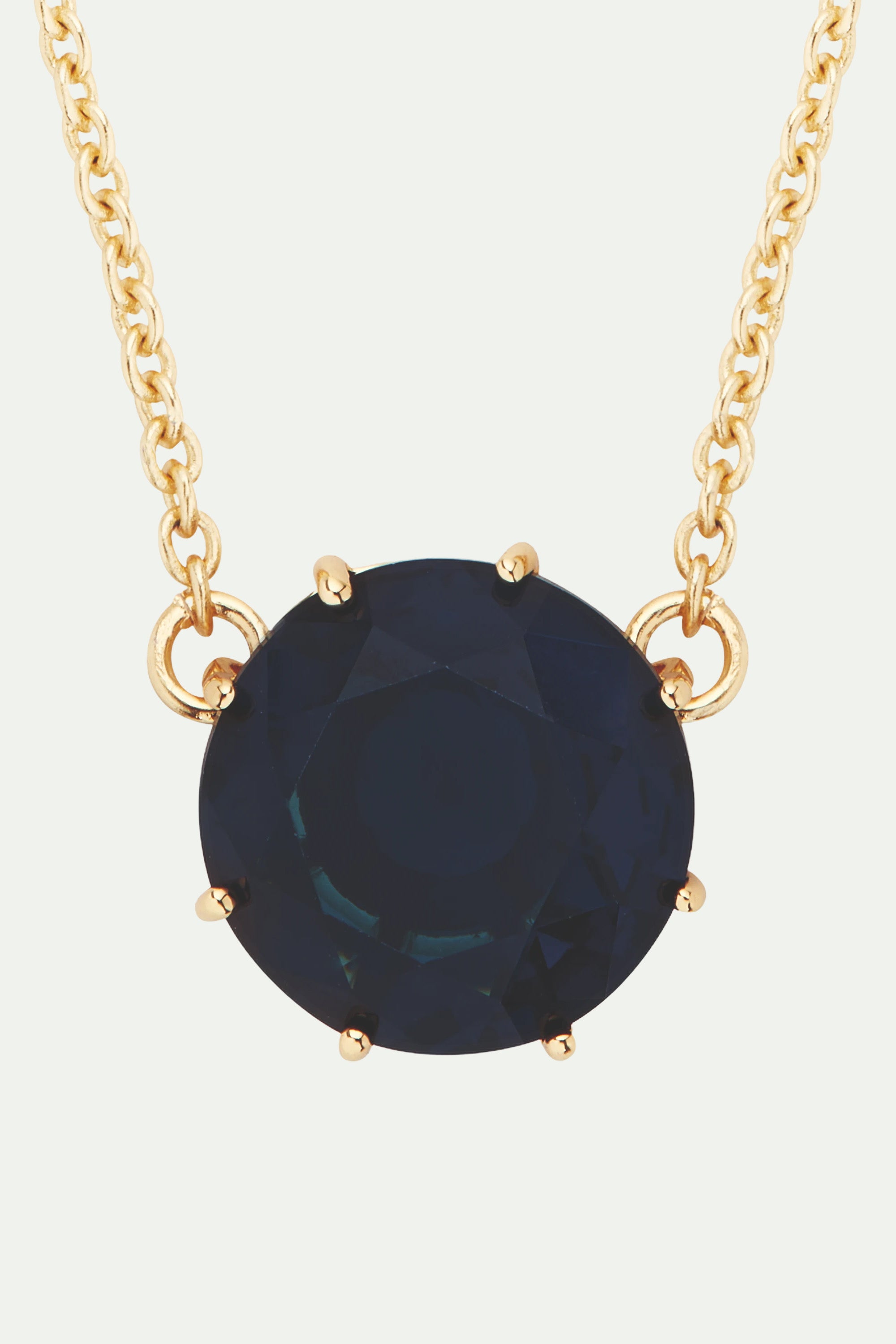 Ocean blue diamantine round stone pendant necklace