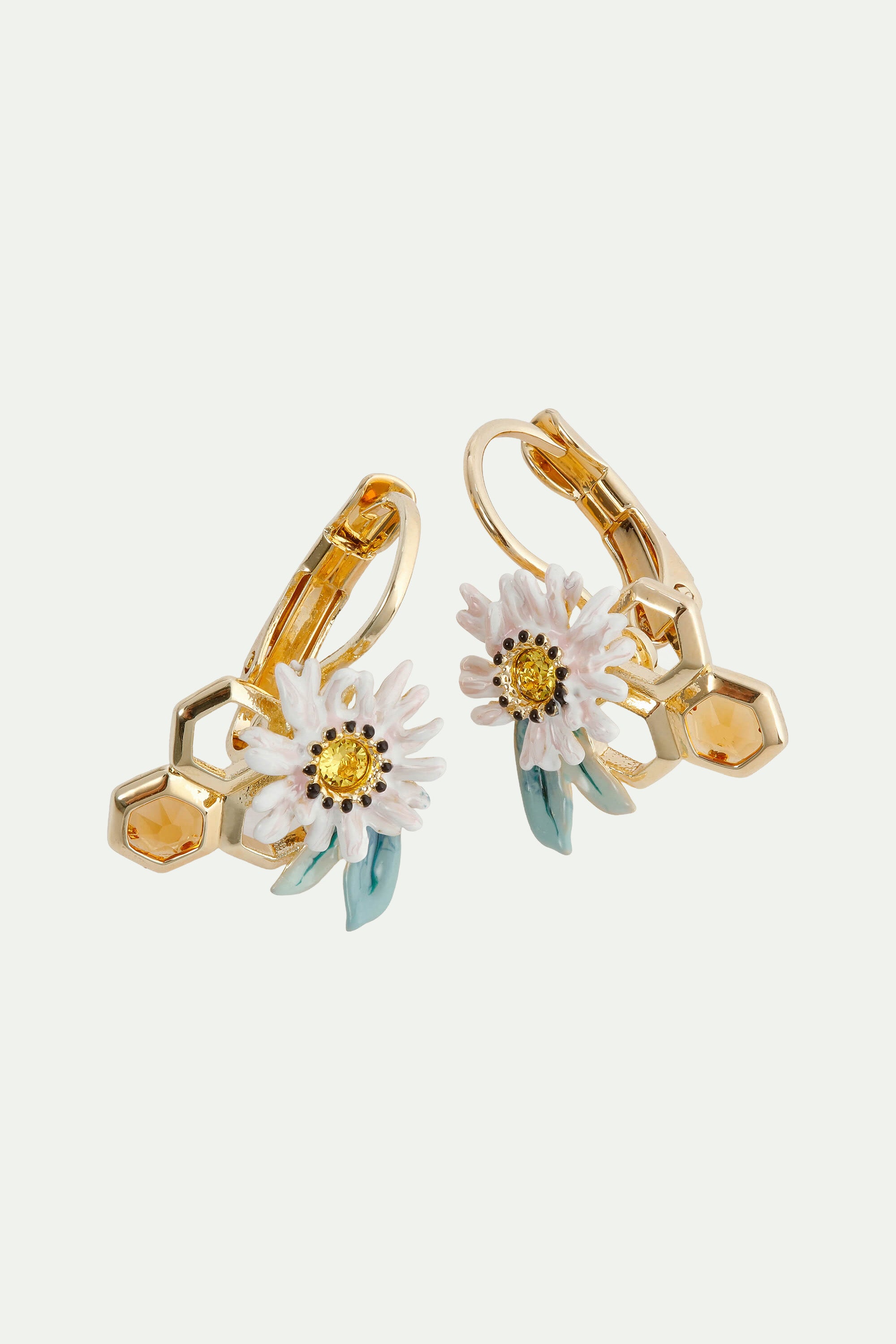 Flowers and honeycombs sleeper earrings
