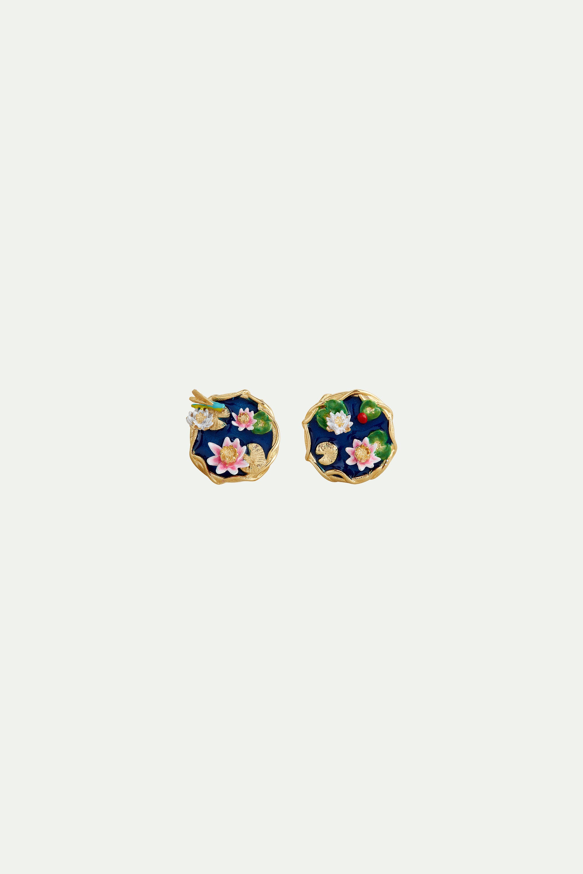 Water lily pond post earrings