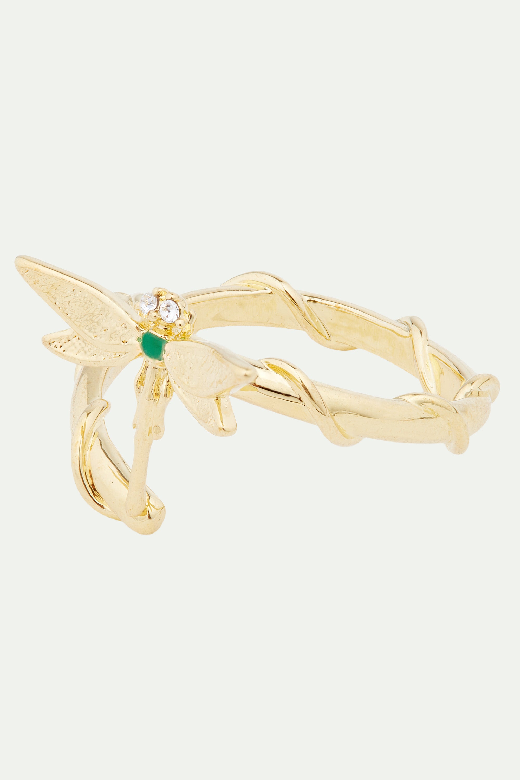 Golden dragonfly adjustable ring